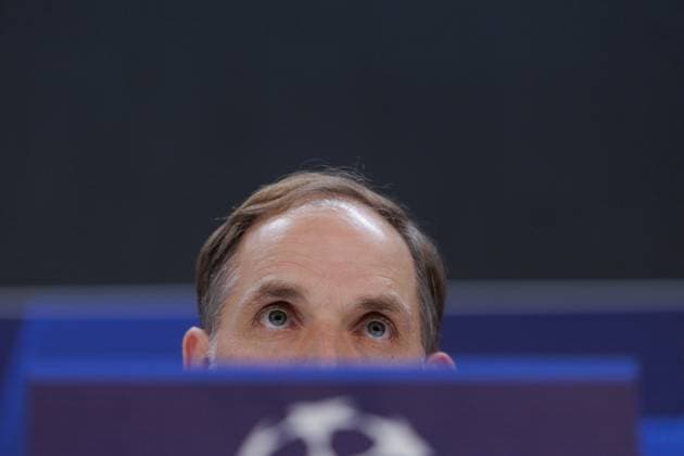 May 7, 2024, Madrid, Madrid, SPAIN: Thomas Tuchel of Bayern Munich attends his press conference, PK, Pressekonferenz prior the UEFA Champions League, Semi Final round 2, football match to play against Real Madrid at Santiago Bernabeu stadium on May 07, 2024 in Madrid, Spain. Madrid SPAIN - ZUMAa181 20240507_zaa_a181_060 Copyright: xGuillermoxMartinezx