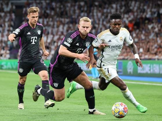 Vinicius Junior (Real Madrid 7), Matthijs de Ligt (Bayern Muenchen 4), Real Madrid vs. FC Bayern Muenchen, Championsleague-Halbfinale, Rueckspiel, Saison 2023-24, 8.5.2024, Real Madrid vs. FC Bayern Muenchen, Championsleague, Halbfinale, Rueckspiel, Saison 2023-24, 8.5.2024, Madrid Copyright: xEibner-Pressefoto joergxNiebergax EP_JNL