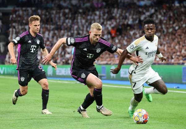 Vinicius Junior (Real Madrid 7), Matthijs de Ligt (Bayern Muenchen 4), Real Madrid vs. FC Bayern Muenchen, Championsleague, Halbfinale, Rueckspiel, Saison 2023-24, 8.5.2024, Real Madrid vs. FC Bayern Muenchen, Championsleague-Halbfinale, Rueckspiel, Saison 2023 24, 8.5.2024, Madrid Copyright: xEibner-Pressefoto joergxNiebergax EP_JNL