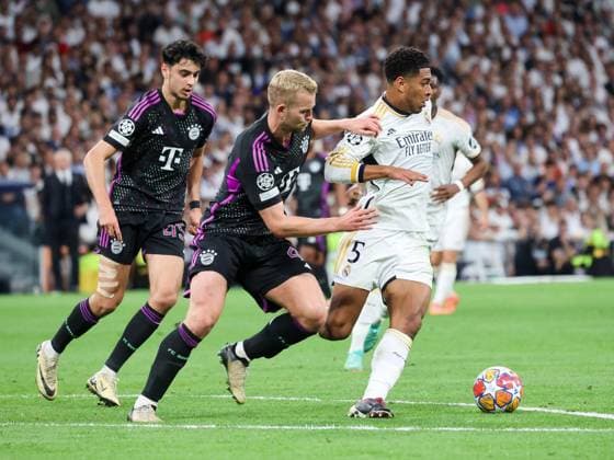 Jude Bellingham (Real Madrid 5), Matthijs de Ligt (Bayern Muenchen 4), Real Madrid vs. FC Bayern Muenchen, Championsleague, Halbfinale, Rueckspiel, Saison 2023 24, 8.5.2024, Real Madrid vs. FC Bayern Muenchen, Championsleague-Halbfinale, Rueckspiel, Saison 2023 24, 8.5.2024, Madrid Copyright: xEibner-Pressefoto joergxNiebergax EP_JNL