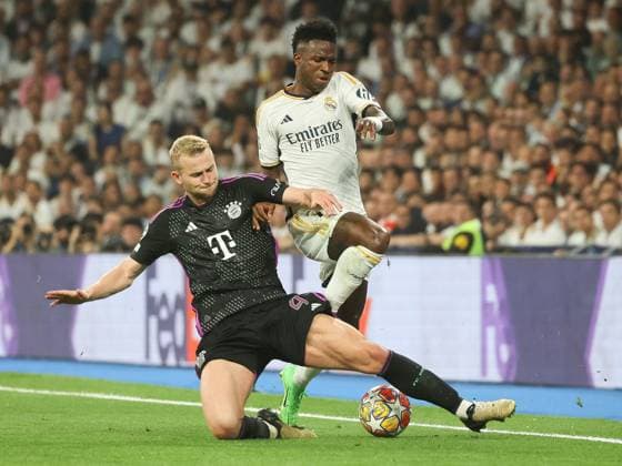 Vinicius Junior (Real Madrid 7), Matthijs de Ligt (Bayern Muenchen 4), Real Madrid vs. FC Bayern Muenchen, Championsleague, Halbfinale, Rueckspiel, Saison 2023 24, 8.5.2024, Real Madrid vs. FC Bayern Muenchen, Championsleague-Halbfinale, Rueckspiel, Saison 2023 24, 8.5.2024, Madrid Copyright: xEibner-Pressefoto joergxNiebergax EP_JNL