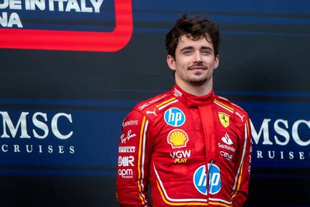Charles Leclerc (Scuderia Ferrari HP, 16) bei der Siegerehrung auf dem Podium, ITA, Formel 1 Weltmeisterschaft, Grand Prix Emilia-Romagna Imola, Autodromo Enzo e Dino Ferrari, Rennen, 19.05.2024 ITA, Formel 1 Weltmeisterschaft, Grand Prix Emilia-Romagna Imola, Autodromo Enzo e Dino Ferrari, Rennen, 19.05.2024 Imola Copyright: xEibner-Pressefoto Memmlerx EP_MMR