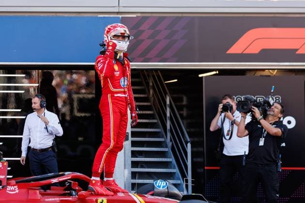 Charles Leclerc (Scuderia Ferrari HP, 16) bejubelt die Pole Position, Grosser Preis von Monaco, Motorsport, Formel 1, Saison 2023, 25.05.2024 Grosser Preis von Monaco, Motorsport, Formel 1, Saison 2023, 25.05.2024 Monte Carlo Copyright: xEibner-Pressefoto AlexanderxNeisx EP_ANS