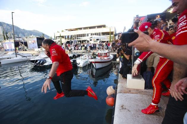 Scuderia Ferrari, team celebration, VASSEUR Frà dà ric (fra), Team Principal & General Manager of the Scuderia Ferrari, portrait, victory during the Formula 1 Grand Prix de Monaco 2024, 8th round of the 2024 Formula One World Championship, WM, Weltmeisterschaft from May 23 to 26, 2024 on the Circuit de Monaco, in Monaco - F1 - MONACO GRAND PRIX 2024 DPPI Panoramic 240526_R08_MONACO_DP_EA028440