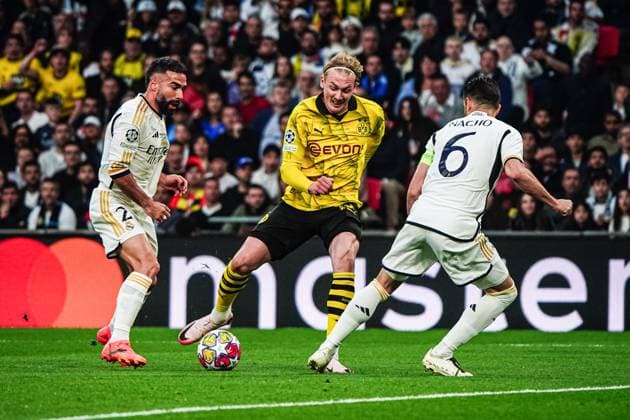 Daniel Carvajal (Real Madrid, 02), Julian Brandt (Borussia Dortmund, 19), Nacho Fernandez (Real Madrid, 06) ENG, Borussia Dortmund vs. Real Madrid, Fussball, Champions League, Finale, Saison 2023 2024, 01.06.2024 ENG, Borussia Dortmund vs. Real Madrid, Fussball, Champions League, Finale, Saison 2023 2024, 01.06.2024 London Copyright: xEibner-Pressefoto MarcelxvonxFehrnx EP_MFN