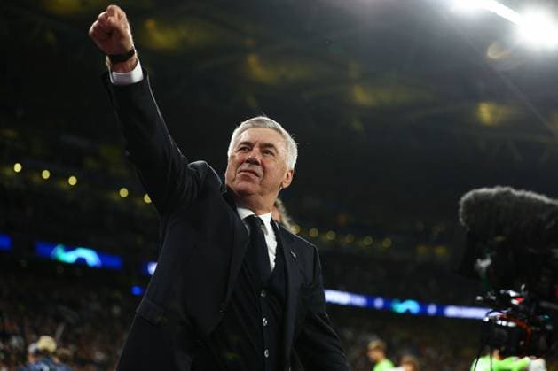 Real Madrid manager Carlo Ancelotti celebrates at full-time Borussia Dortmund v Real Madrid, UEFA Champions League, Final, Football, Wembley Stadium, London, UK - 01 June 2024 EDITORIAL USE ONLY No use with unauthorised audio, video, data, fixture lists, club league logos or live services. Online in-match use limited to 120 images, no video emulation. No use in betting, games or single club league player publications. Copyright: xKieranxMcManus Shutterstockx 14516313cv