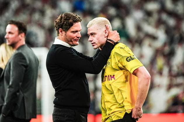 Edin Terzic (bvborussia Dortmund, Trainer) und Julian Ryerson (Borussia Dortmund, 26) ENG, Borussia Dortmund vs. Real Madrid, Fussball, Champions League, Finale, Saison 2023 2024, 01.06.2024 ENG, Borussia Dortmund vs. Real Madrid, Fussball, Champions League, Finale, Saison 2023 2024, 01.06.2024 London Copyright: xEibner-Pressefoto MarcelxvonxFehrnx EP_MFN