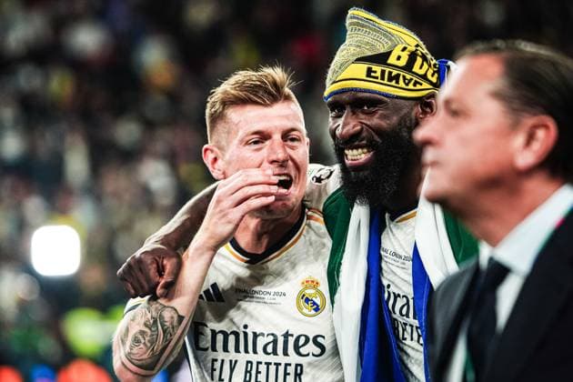 Toni Kroos (Real Madrid, 08), Antonio Ruediger (Real Madrid, 22) ENG, Borussia Dortmund vs. Real Madrid, Fussball, Champions League, Finale, Saison 2023 2024, 01.06.2024 ENG, Borussia Dortmund vs. Real Madrid, Fussball, Champions League, Finale, Saison 2023 2024, 01.06.2024 London Copyright: xEibner-Pressefoto MarcelxvonxFehrnx EP_MFN