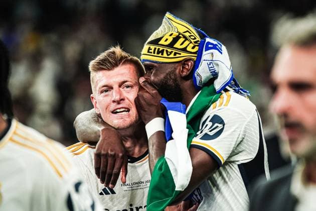 Toni Kroos (Real Madrid, 08), Antonio Ruediger (Real Madrid, 22) ENG, Borussia Dortmund vs. Real Madrid, Fussball, Champions League, Finale, Saison 2023 2024, 01.06.2024 ENG, Borussia Dortmund vs. Real Madrid, Fussball, Champions League, Finale, Saison 2023 2024, 01.06.2024 London Copyright: xEibner-Pressefoto MarcelxvonxFehrnx EP_MFN