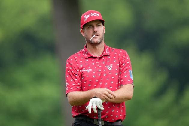 June 2, 2024, Hamilton, On, CANADA: Taylor Pendrith, of Richmond Hill, Ont., holds a tee in his mouth prior to teeing off during the final round of the Canadian Open in Hamilton, Ont., Sunday, June 2, 2024. Canada News - June 2, 2024 - ZUMAc35_ 20240602_zaf_c35_004 Copyright: xNathanxDenettex