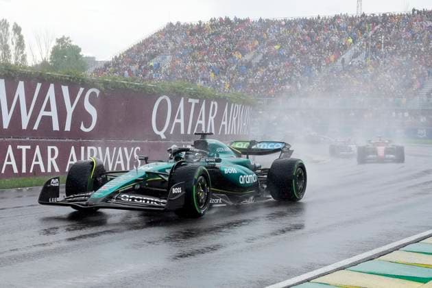 June 9, 2024, Montreal, Pq, CANADA: Aston Martin driver Fernando Alonso, left, of Spain, drives during the Canadian Grand Prix Formula 1 car race, in Montreal, Sunday, June 9, 2024. Canada News - June 9, 2024 - ZUMAc35_ 20240609_zaf_c35_039 Copyright: xRyanxRemiorzx