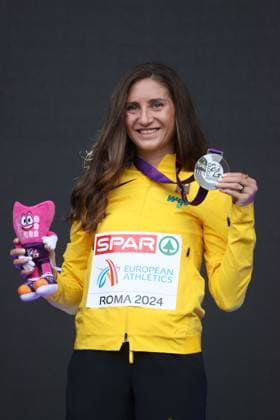 Rom , Leichtathletik, Athletics, Track and Field, EAA, Leichtathletik EM Rom 2024 European Championships Rom , 07.06-12.06.2024, Olympic Stadium Roma, Italy , 3000m Hindernis Frauen Siegerehrung , Gesa Felicitas Krause, Silbermedaille, Deutschland Copyright Gladys Chai von der Laage