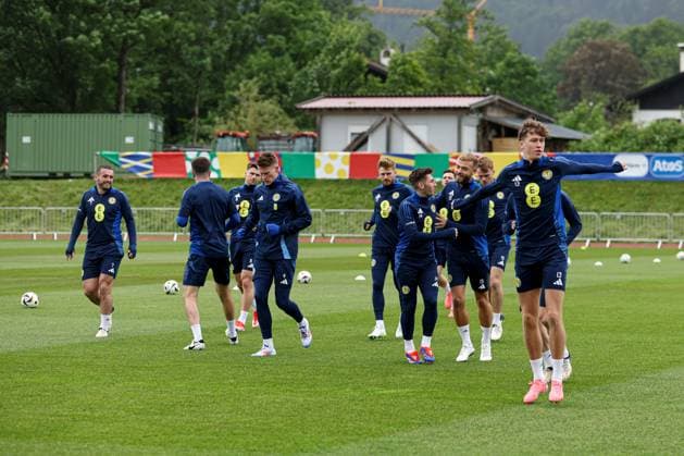 Jack Hendry of Scotland during the training session Scotland Training Session and press conference, PK, Pressekonferenz UEFA European Championship, EM, Europameisterschaft 2024, Group A Football, Stadion am Groben, Garmisch-Partenkirchen, Germany, 11 Jun 2024 EDITORIAL USE ONLY No use with unauthorised audio, video, data, fixture lists, club league logos or live services. Online in-match use limited to 120 images, no video emulation. No use in betting, games or single club league player publications. Copyright: xPaulxCurrie Shutterstockx 14523736t