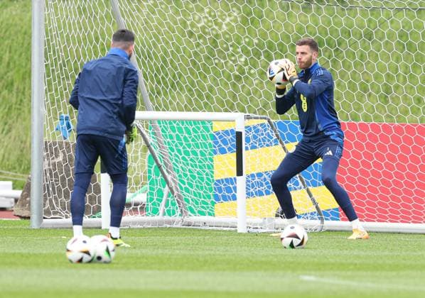 Angus Gunn of Scotland during the training session Scotland Training Session and press conference, PK, Pressekonferenz UEFA European Championship, EM, Europameisterschaft 2024, Group A Football, Stadion am Groben, Garmisch-Partenkirchen, Germany, 11 Jun 2024 EDITORIAL USE ONLY No use with unauthorised audio, video, data, fixture lists, club league logos or live services. Online in-match use limited to 120 images, no video emulation. No use in betting, games or single club league player publications. Copyright: xPaulxCurrie Shutterstockx 14523736ag