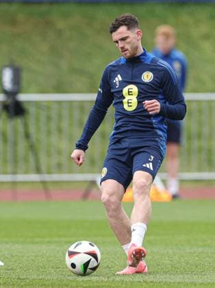 Andy Robertson of Scotland during the training session Scotland Training Session and press conference, PK, Pressekonferenz UEFA European Championship, EM, Europameisterschaft 2024, Group A Football, Stadion am Groben, Garmisch-Partenkirchen, Germany, 11 Jun 2024 EDITORIAL USE ONLY No use with unauthorised audio, video, data, fixture lists, club league logos or live services. Online in-match use limited to 120 images, no video emulation. No use in betting, games or single club league player publications. Copyright: xPaulxCurrie Shutterstockx 14523736ao