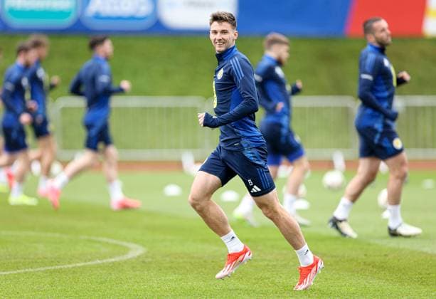 Kieran Tierney of Scotland during the training session Scotland Training Session and press conference, PK, Pressekonferenz UEFA European Championship, EM, Europameisterschaft 2024, Group A Football, Stadion am Groben, Garmisch-Partenkirchen, Germany, 11 Jun 2024 EDITORIAL USE ONLY No use with unauthorised audio, video, data, fixture lists, club league logos or live services. Online in-match use limited to 120 images, no video emulation. No use in betting, games or single club league player publications. Copyright: xPaulxCurrie Shutterstockx 14523736as