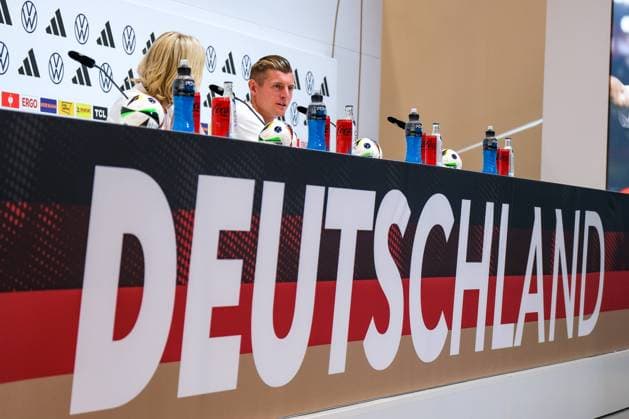 Toni Kroos (Deutschland , 08), GER, DFB, Pressekonferenz, Fussball Herren Nationalmannschaft Deutschland, UEFA Fussball Europameisterschaft 2024,Herzogenaurach 11.06.2024. GER, DFB, Pressekonferenz, Fussball Herren Nationalmannschaft Deutschland, UEFA Fussball Europameisterschaft 2024,Herzogenaurach 11.06.2024. Herzogenaurach Copyright: xEibner-Pressefoto FlorianxWieganx EP_FWD