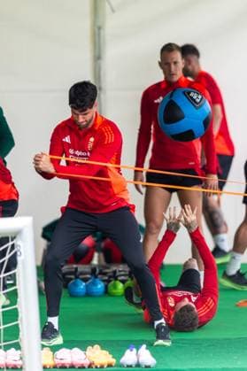 EURO 2024, Nationalteam Ungarn, Training Einheit im Kraftzelt GER, Training Ungarische Nationalmannschaft, Fussball, UEFA EURO, EM, Europameisterschaft,Fussball 2024, 11.06.2024 GER, Training Ungarische Nationalmannschaft, Fussball, UEFA Euro 2024, 11.06.2024 Weiler im Allgaeu Copyright: xEibner-Pressefoto FlorianxWolfx EP_FWF