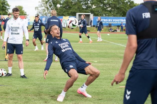 EURO 2024, Nationalteam Dänemark, Training Yussuf Yurary Poulsen (Daenemark, 20) Oeffentliches Training Nationalmannschaft Daenemark, UEFA Fussball Europameisterschaft 2024, Herren, EM 2024, GER, 11.06.2024, Oeffentliches Training Nationalmannschaft Daenemark, UEFA Fussball Europameisterschaft 2024, Herren, EM 2024, GER, 11.06.2024 Freudenstadt Copyright: xEibner-Pressefoto WolfgangxFrankx EP_WFK