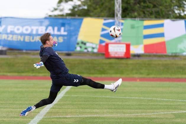 EURO 2024, Nationalteam Dänemark, Training Frederik Roennow (Daenemark, 22) Oeffentliches Training Nationalmannschaft Daenemark, UEFA Fussball Europameisterschaft 2024, Herren, EM 2024, GER, 11.06.2024, Oeffentliches Training Nationalmannschaft Daenemark, UEFA Fussball Europameisterschaft 2024, Herren, EM 2024, GER, 11.06.2024 Freudenstadt Copyright: xEibner-Pressefoto WolfgangxFrankx EP_WFK