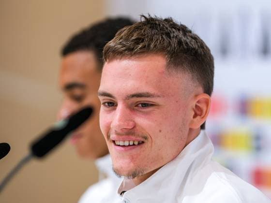 Florian Wirtz (Deutschland , 17) laechelnd, GER, DFB, Pressekonferenz, Fussball Herren Nationalmannschaft Deutschland, UEFA Fussball Europameisterschaft 2024,Herzogenaurach 12.06.2024. GER, DFB, Pressekonferenz, Fussball Herren Nationalmannschaft Deutschland, UEFA Fussball Europameisterschaft 2024,Herzogenaurach 12.06.2024. Herzogenaurach Copyright: xEibner-Pressefoto FlorianxWieganx EP_FWD