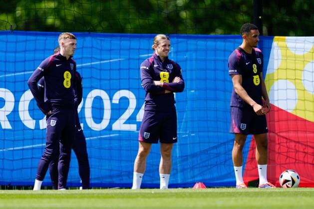 Cole Palmer of England, Conor Gallagher of England, Trent Alexander-Arnold of England England Training Session and press conference, PK, Pressekonferenz UEFA European Championship, EM, Europameisterschaft 2024, Group C, Football, Spa & Golf Resort Weimarer Land, Blankenhain, Germany, 13 Jun 2024 EDITORIAL USE ONLY No use with unauthorised audio, video, data, fixture lists, club league logos or live services. Online in-match use limited to 120 images, no video emulation. No use in betting, games or single club league player publications. Copyright: xDavexShopland Shutterstockx 14523765aa