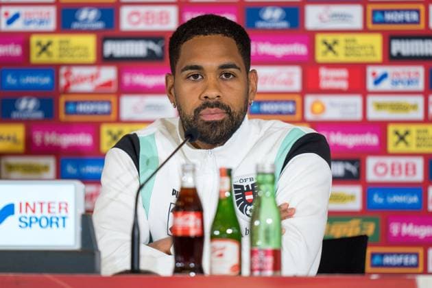 SOCCER - UEFA EURO, EM, Europameisterschaft,Fussball 2024 BERLIN,GERMANY,13.JUN.24 - SOCCER -UEFA EURO 2024, OEFB, Oesterreichischer Fussball-Bund, press conference, PK, Pressekonferenz Image shows Phillipp Mwene (AUT). GEPAxpictures xJohannesxFriedl
