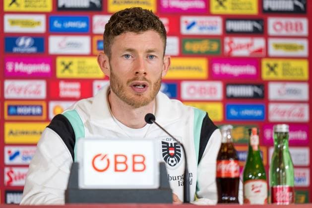 SOCCER - UEFA EURO, EM, Europameisterschaft,Fussball 2024 BERLIN,GERMANY,14.JUN.24 - SOCCER -UEFA EURO 2024, OEFB, Oesterreichischer Fussball-Bund, press conference, PK, Pressekonferenz Image shows Florian Kainz (AUT). GEPAxpictures xJohannesxFriedl