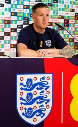 Jordan Pickford of England press conference, PK, Pressekonferenz Serbia v England press conference, UEFA European Championship, EM, Europameisterschaft 2024, Football, Gelsenkirchen, Germany - 14 Jun 2024 EDITORIAL USE ONLY No use with unauthorised audio, video, data, fixture lists, club league logos or live services. Online in-match use limited to 120 images, no video emulation. No use in betting, games or single club league player publications. Copyright: xDavidxShopland Shutterstockx 14539728g