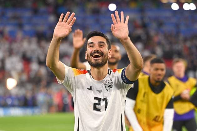 Schlussjubel Ilkay Guendogan (GER), Jubel,Freude,Begeisterung, Aktion,Einzelbild,angeschnittenes Einzelmotiv,Halbfigur,halbe Figur, Gruppenphase Gruppe A Deutschland (GER) - Schottland (SCO) 5-1 am 14.06.2024 Fussball Arena Muenchen, Fussball UEFA EURO, EM, Europameisterschaft,Fussball 2024 GERMANY vom 14.06.2024 - 14.07.2024.