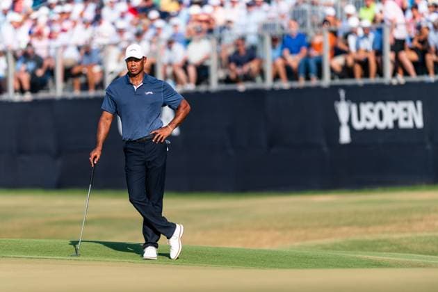 June 14, 2024, Pinehurst, North Carolina, USA: Tiger Woods of Jupiter, Florida, waits his turn to putt on the 18th green during Friday s second round for the 124th U.S. Open, June 14, 2024, at Pinehurst Resort & Country Club (Course No. 2) in Pinehurst, North Carolina. Pinehurst USA - ZUMAh97_ 20240614_fap_h97_012 Copyright: xTimothyxL.xHalex