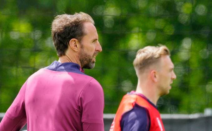 Gareth Southgate manager of England England Training Session and press conference, PK, Pressekonferenz UEFA European Championship, EM, Europameisterschaft 2024, Group C, Football, Spa & Golf Resort Weimarer Land, Blankenhain, Germany, 15 Jun 2024 EDITORIAL USE ONLY No use with unauthorised audio, video, data, fixture lists, club league logos or live services. Online in-match use limited to 120 images, no video emulation. No use in betting, games or single club league player publications. Copyright: xDavexShopland Shutterstockx 14523791bg