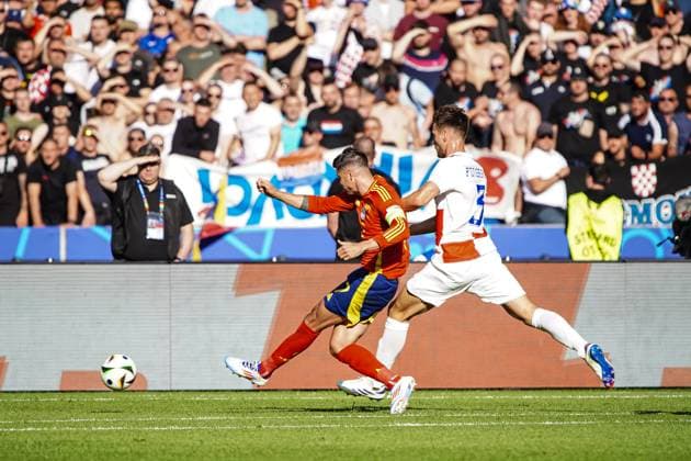 Tor zum 1:0 Alvaro Morata (Spanien, 07) GER, Spanien vs. Kroatien, Fussball Europameisterschaft, UEFA EURO, EM, Europameisterschaft,Fussball 2024, Gruppe B, Spieltag 1, 15.06.2024 GER, Spanien vs. Kroatien, Fussball Europameisterschaft, UEFA Euro 2024, Gruppe B, Spieltag 1, 15.06.2024 Berlin Copyright: xEibner-Pressefoto MarcelxvonxFehrnx EP_MFN