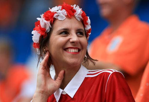 Poland fans enjoy the pre-match atmosphere Poland v Netherlands, UEFA European Championship, EM, Europameisterschaft 2024, Group D, Football, Volksparkstadion, Hamburg, Germany, 16 Jun 2024 EDITORIAL USE ONLY No use with unauthorised audio, video, data, fixture lists, club league logos or live services. Online in-match use limited to 120 images, no video emulation. No use in betting, games or single club league player publications. Copyright: xMattxWest Shutterstockx 14539367v