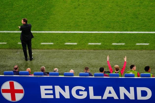 England manager Gareth Southgate Serbia v England, UEFA European Championship, EM, Europameisterschaft 2024, Group C, Football, Arena Aufschalke, Gelsenkirchen, Germany, 16 Jun 2024 EDITORIAL USE ONLY No use with unauthorised audio, video, data, fixture lists, club league logos or live services. Online in-match use limited to 120 images, no video emulation. No use in betting, games or single club league player publications. Copyright: xDavexShopland Shutterstockx 14539403bb
