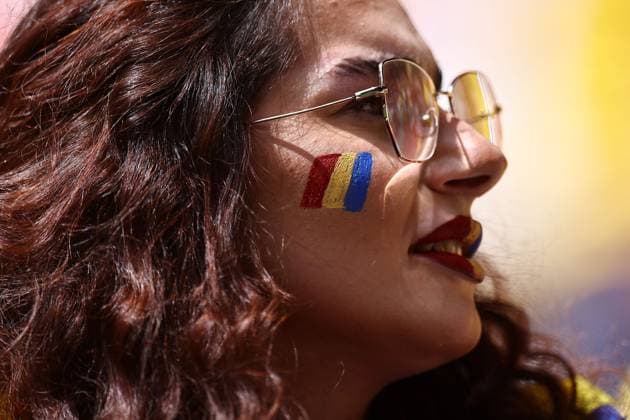 Romania fans ahead of kickoff Romania v Ukraine, UEFA European Championship, EM, Europameisterschaft 2024, Group E, Football, Munich Football Arena, Munich, Germany, 17 Jun 2024 EDITORIAL USE ONLY No use with unauthorised audio, video, data, fixture lists, club league logos or live services. Online in-match use limited to 120 images, no video emulation. No use in betting, games or single club league player publications. Copyright: xMichaelxZemanek Shutterstockx 14539636e