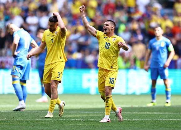 Razvan Marin of Romania scores the second goal Romania v Ukraine, UEFA European Championship, EM, Europameisterschaft 2024, Group E, Football, Munich Football Arena, Munich, Germany, 17 Jun 2024 EDITORIAL USE ONLY No use with unauthorised audio, video, data, fixture lists, club league logos or live services. Online in-match use limited to 120 images, no video emulation. No use in betting, games or single club league player publications. Copyright: xMichaelxZemanek Shutterstockx 14539636aj