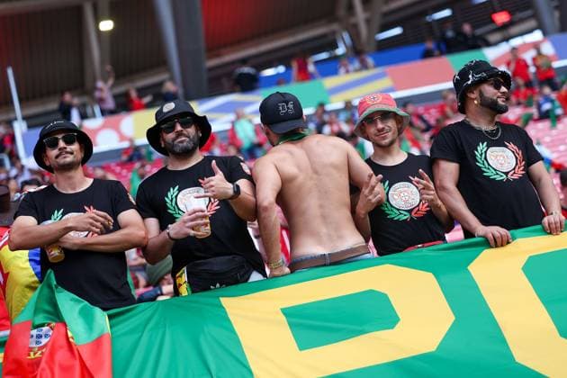 Leipzig Stadium Leipzig, Tuesday, June 18, 2024 UEFA EURO, EM, Europameisterschaft,Fussball 2024 Germany, Group F stage Matchday 1 Group F Portugal - Czechia, Portugal Fans,Stimmung, Schals, Trikots, Emotionens Copyright: JoaquimxFerreira
