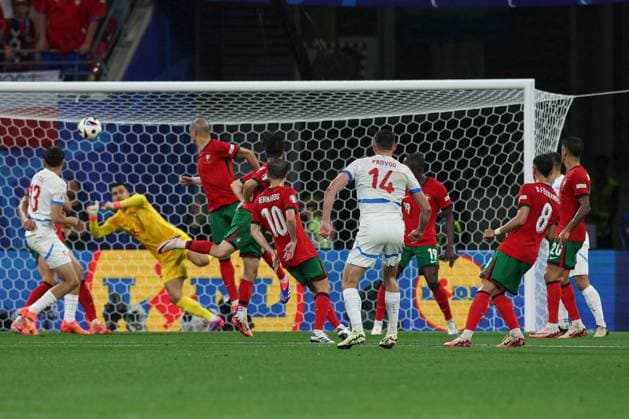 Lukas Provod of Czechia scores the opening goal Portugal v Czechia, UEFA European Championship, EM, Europameisterschaft 2024, Group F, Football, Leipzig Stadium, Leipzig, Germany, 18 Jun 2024 EDITORIAL USE ONLY No use with unauthorised audio, video, data, fixture lists, club league logos or live services. Online in-match use limited to 120 images, no video emulation. No use in betting, games or single club league player publications. Copyright: xMattxWest Shutterstockx 14543474bu