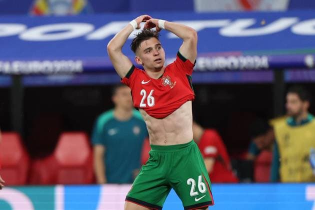 Leipzig Stadium Leipzig, Tuesday, June 18, 2024 UEFA EURO, EM, Europameisterschaft,Fussball 2024 Germany, Group F stage Matchday 1 Group F Portugal - Czechia, Francisco Conceicao (Portugal) Torjubel, Goal celebration, celebrate the goal Copyright: JoaquimxFerreira