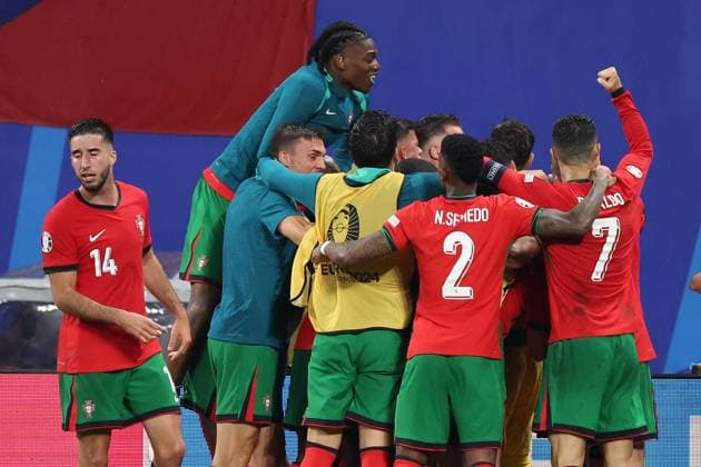Leipzig Stadium Leipzig, Tuesday, June 18, 2024 UEFA EURO, EM, Europameisterschaft,Fussball 2024 Germany, Group F stage Matchday 1 Group F Portugal - Czechia, Portugal Torjubel, Goal celebration, celebrate the goal Copyright: JoaquimxFerreira