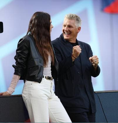 - Portugal v Czech Republic, UEFA EURO, EM, Europameisterschaft,Fussball 2024, Group Stage, Group F, Football Stadium Leipzig, RedBull Arena, Leipzig, Germany - 18th June 2024. Bastian Schweinsteiger former Germany & Bayer Munich footballer & WDR Presenter Esther Sedlaczek. - Portugal v Czech Republic, UEFA Euro 2024, Group Stage, Group F, Football Stadium Leipzig, RedBull Arena, Leipzig, Germany - 18th June 2024. Leipzig, Football Stadium Leipzig RedBull Arena Germany Copyright: xDanxWeirx CP_Portugal_Czechia_31