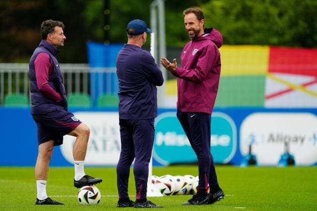 England manager Gareth Southgate England Training Session, UEFA European Championship, EM, Europameisterschaft 2024, Group C, Football, Spa & Golf Resort Weimarer Land, Blankenhain, Germany, 19 Jun 2024 EDITORIAL USE ONLY No use with unauthorised audio, video, data, fixture lists, club league logos or live services. Online in-match use limited to 120 images, no video emulation. No use in betting, games or single club league player publications. Copyright: xDavexShopland Shutterstockx 14546613f