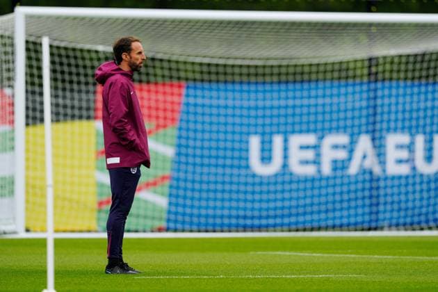 England manager Gareth Southgate England Training Session, UEFA European Championship, EM, Europameisterschaft 2024, Group C, Football, Spa & Golf Resort Weimarer Land, Blankenhain, Germany, 19 Jun 2024 EDITORIAL USE ONLY No use with unauthorised audio, video, data, fixture lists, club league logos or live services. Online in-match use limited to 120 images, no video emulation. No use in betting, games or single club league player publications. Copyright: xDavexShopland Shutterstockx 14546613b