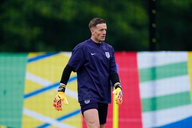 Jordan Pickford of England England Training Session, UEFA European Championship, EM, Europameisterschaft 2024, Group C, Football, Spa & Golf Resort Weimarer Land, Blankenhain, Germany, 19 Jun 2024 EDITORIAL USE ONLY No use with unauthorised audio, video, data, fixture lists, club league logos or live services. Online in-match use limited to 120 images, no video emulation. No use in betting, games or single club league player publications. Copyright: xDavexShopland Shutterstockx 14546613g