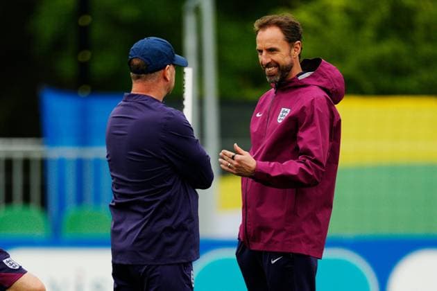England manager Gareth Southgate England Training Session, UEFA European Championship, EM, Europameisterschaft 2024, Group C, Football, Spa & Golf Resort Weimarer Land, Blankenhain, Germany, 19 Jun 2024 EDITORIAL USE ONLY No use with unauthorised audio, video, data, fixture lists, club league logos or live services. Online in-match use limited to 120 images, no video emulation. No use in betting, games or single club league player publications. Copyright: xDavexShopland Shutterstockx 14546613n