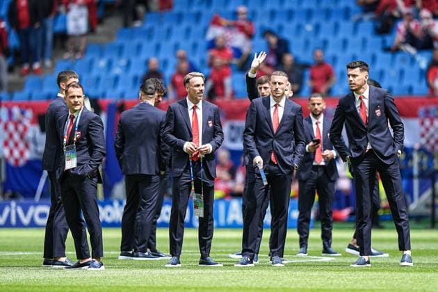 Spieler Albanien bei Platzbegehung GER, Kroatien vs. Albanien, Fussball Europameisterschaft, UEFA EURO, EM, Europameisterschaft,Fussball 2024, Spieltag 2, 19.06.2024 GER, Kroatien vs. Albanien, Fussball Europameisterschaft, UEFA Euro 2024, Spieltag 2, 19.06.2024 Hamburg Copyright: xEibner-Pressefoto MarcelxvonxFehrnx EP_MFN