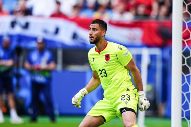Thomas Strakosha (Albanien, 23) GER, Kroatien vs. Albanien, Fussball Europameisterschaft, UEFA EURO, EM, Europameisterschaft,Fussball 2024, Spieltag 2, 19.06.2024 GER, Kroatien vs. Albanien, Fussball Europameisterschaft, UEFA Euro 2024, Spieltag 2, 19.06.2024 Hamburg Copyright: xEibner-Pressefoto MarcelxvonxFehrnx EP_MFN