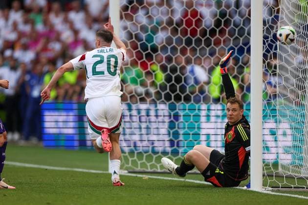 Stuttgart, Arena Stuttgart Wednesday, June 19, 2024 UEFA EURO, EM, Europameisterschaft,Fussball 2024 Germany, Group A stage Matchday 2 Group A Germany - Hungary, Roland Sallai (Hungary) stand im Abseits (kein Tor), goalkeeper, Torwart Manuel Neuer (Germany) Copyright: JoaquimxFerreira