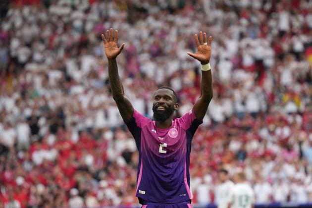 GER, EM UEFA 2024, Group A, Germany vs Hungary 19.06.2024, Stuttgart Arena, Stuttgart, GER, EM UEFA 2024, Group A, Germany vs Hungary, im Bild Antonio Rüdiger (Germany) freut sich über das Tor zum 2:0 von İlkay GündoÄüan (Germany)